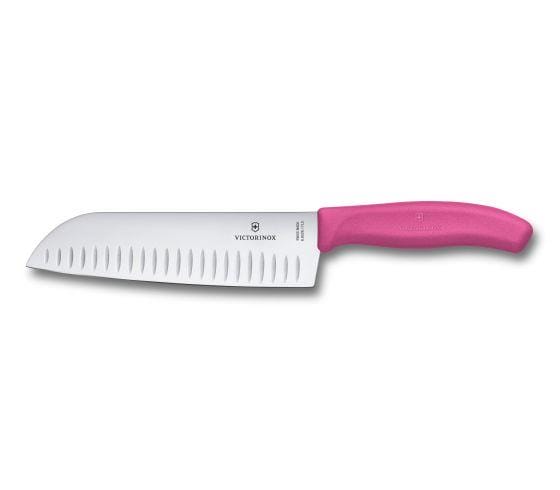 OJAM Online Shopping - Victorinox Santoku Knife 17cm Fluted Wide Blade Classic Pink Blister
