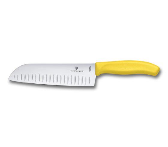 OJAM Online Shopping - Victorinox Santoku Knife 17cm Fluted Wide Blade Classic Yellow Blister