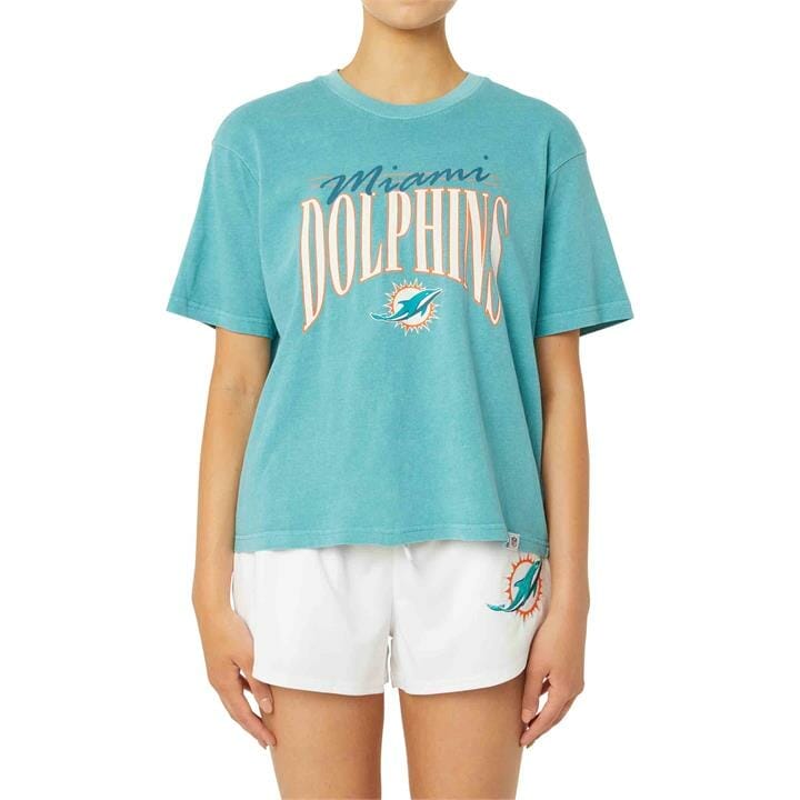 OJAM - Pivot - Majestic Nfl Miami Dolphins Vintage Arch Boxy T-Shirt  Size XS Womens